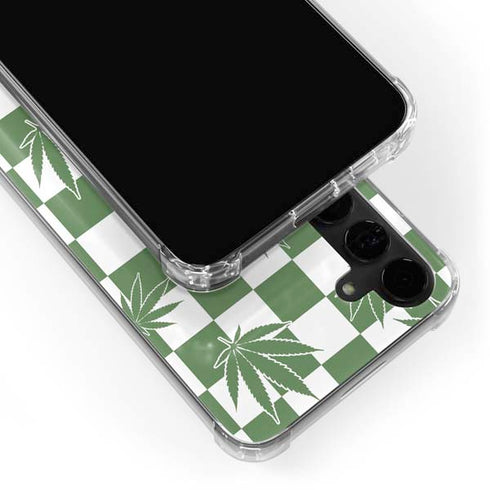 Marijuana Green Checkered Galaxy S24 Plus Clear Case
